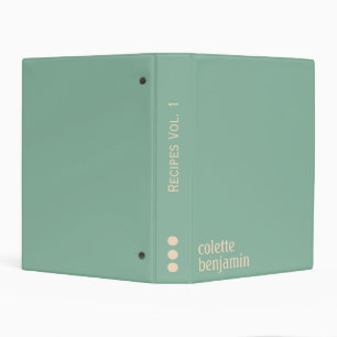 Minimalist Modern Turquoise-Green & Pale Peach Mini Binder