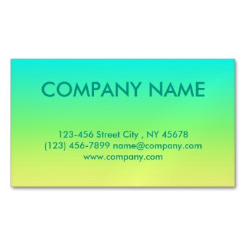 Minimalist  Modern Turquoise Lime Yellow Ombre Magnetic Business Card by businesscardsdepot at Zazzle