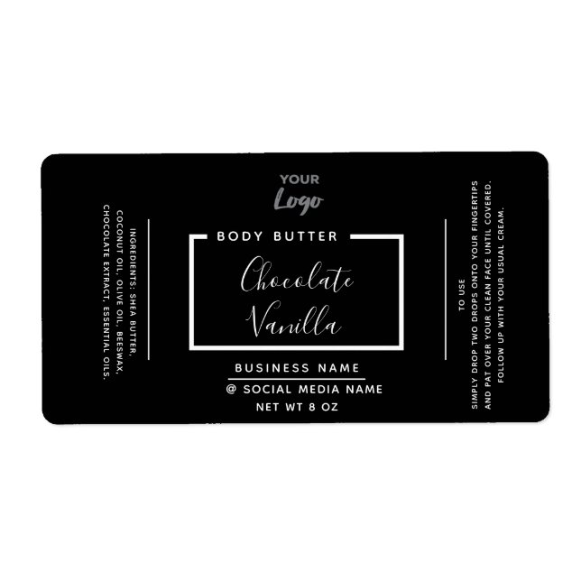 Minimalist modern typography black logo product label (Front)