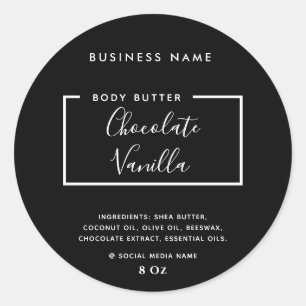 Minimalist modern typography black product label