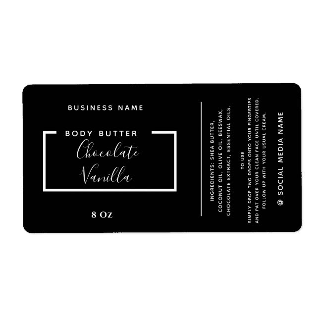 Minimalist modern typography black  product  label (Front)
