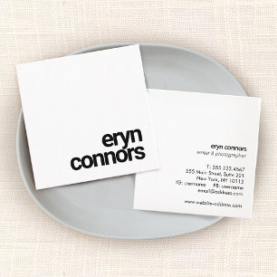 Minimalist Modern Typography Black White Square Business Card