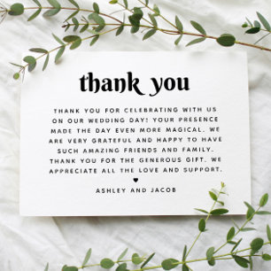 Minimalist Modern Typography   Clean Chic Wedding Thank You Card