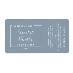 Minimalist modern typography dusty blue product label