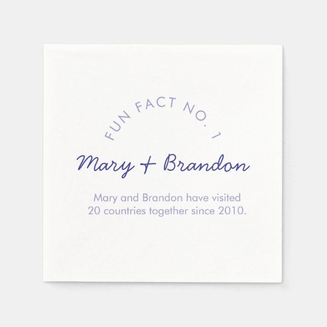 Minimalist Modern Typography Fun Fact Wedding Napkins (Front)