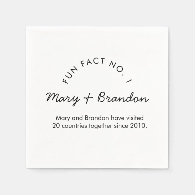 Minimalist Modern Typography Fun Fact Wedding Napkins (Front)
