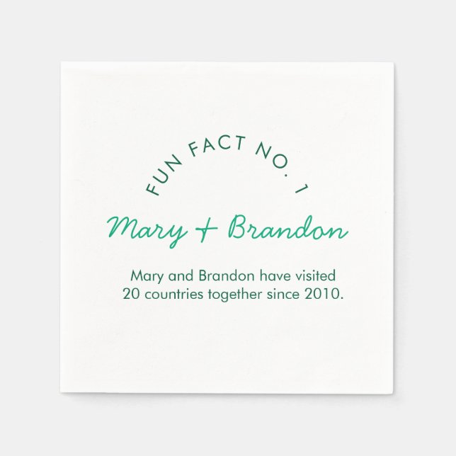 Minimalist Modern Typography Fun Fact Wedding Napkins (Front)