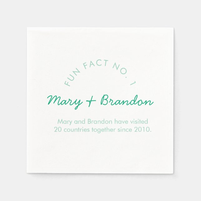 Minimalist Modern Typography Fun Fact Wedding Napkins (Front)