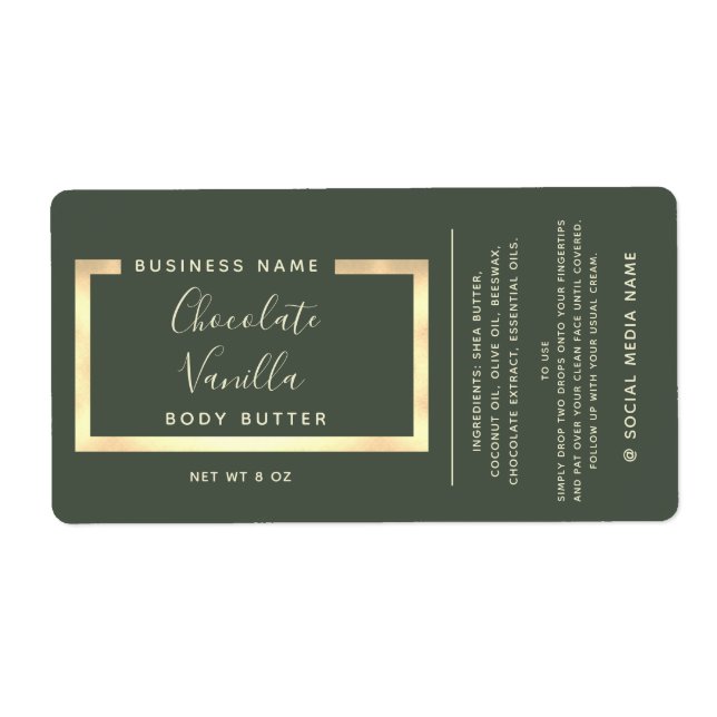 Minimalist modern typography gold frame label (Front)