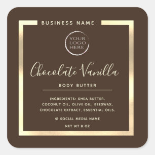 Minimalist modern typography gold frame logo square sticker