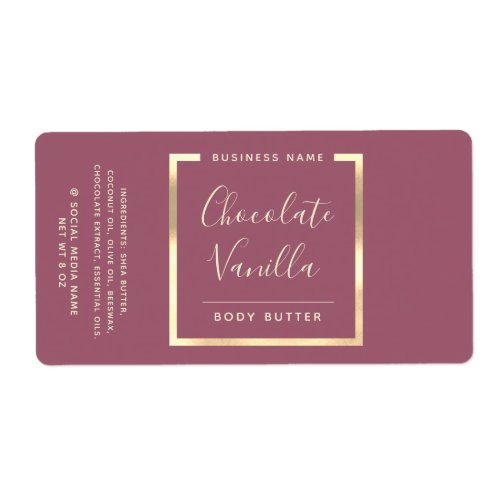 Minimalist modern typography  gold frame square st label