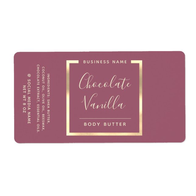 Minimalist modern typography  gold frame square st label (Front)