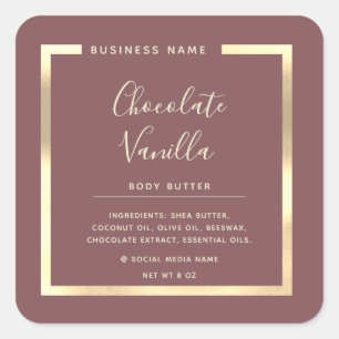 Minimalist modern typography gold frame square st square sticker