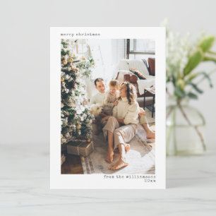 Minimalist Modern Typography Merry Christmas Photo Holiday Card