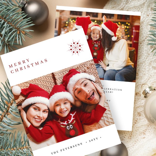 Minimalist modern typography merry Christmas photo Holiday Card (Creator Uploaded)