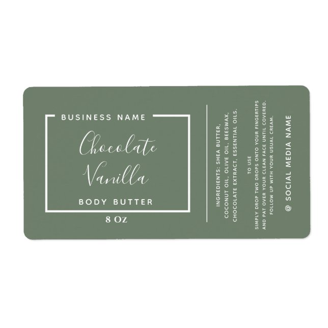 Minimalist modern typography olive product  label (Front)