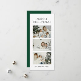 Minimalist Modern Typography Photo Green Christmas Holiday Card