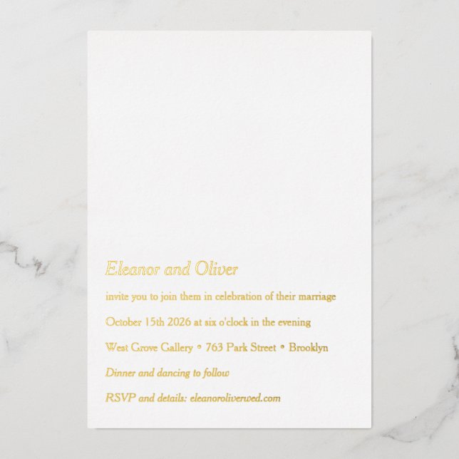 Minimalist Modern Typography Photo QR Wedding Gold Foil Invitation (Front)