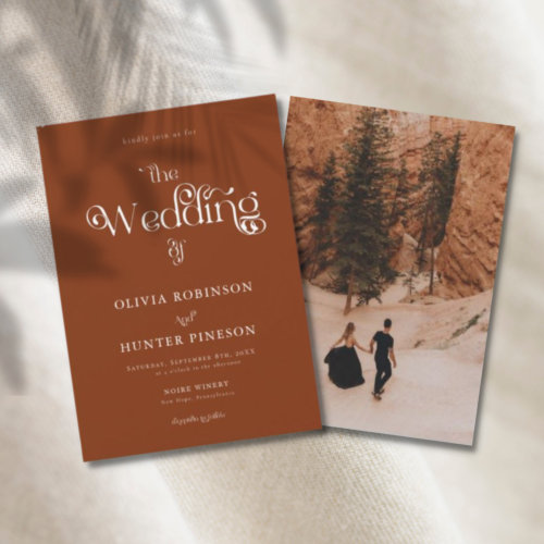 Minimalist Modern Typography Photo Wedding Invitation