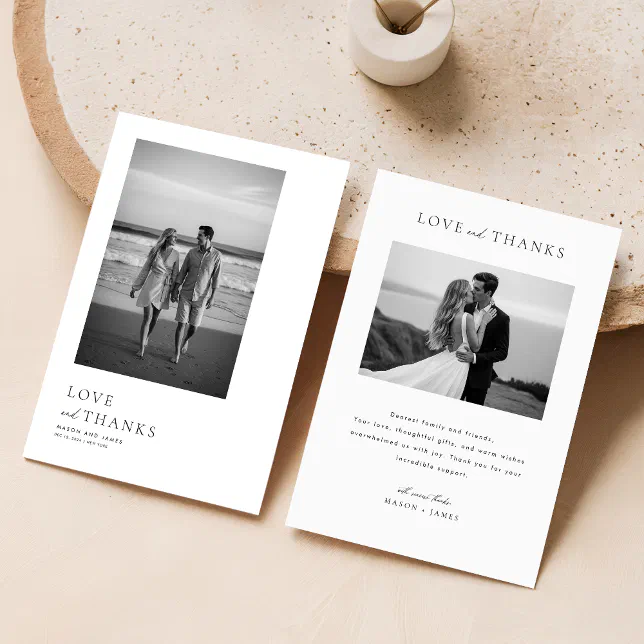 Minimalist Modern Typography Photo Wedding Thank You Card | Zazzle