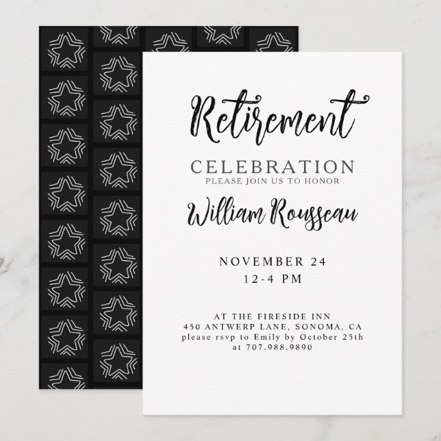 Minimalist Modern Typography Retirement Party  Invitation (Front/Back)