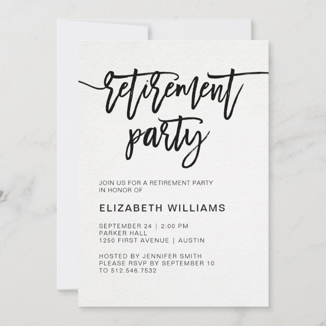 Minimalist Modern Typography Retirement Party Invitation (Front)