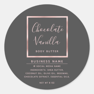 Minimalist modern typography rose gold frame classic round sticker