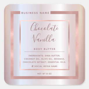 Minimalist modern typography rose gold frame foil square sticker