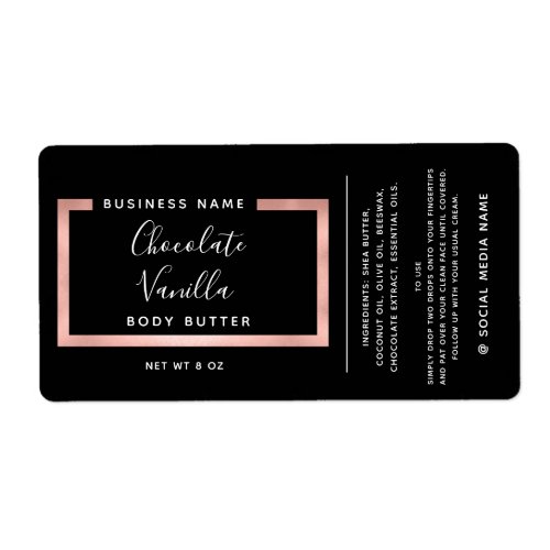 Minimalist modern typography rose gold frame label