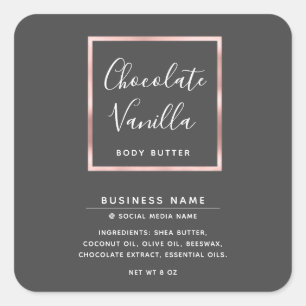 Minimalist modern typography rose gold frame square sticker