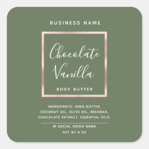 Minimalist modern typography rose gold frame square sticker