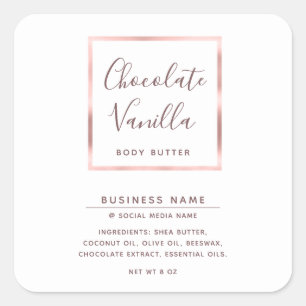 Minimalist modern typography rose gold frame square sticker