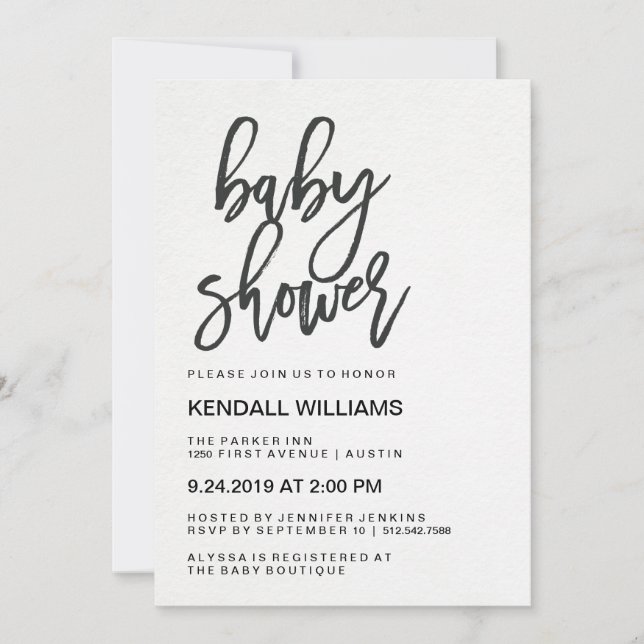 Minimalist Modern Typography Unisex Baby Shower Invitation (Front)