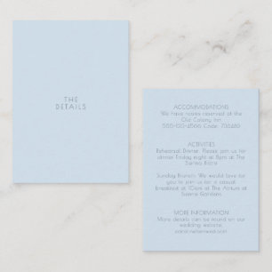 Minimalist Modern Typography Wedding Details Blue Enclosure Card