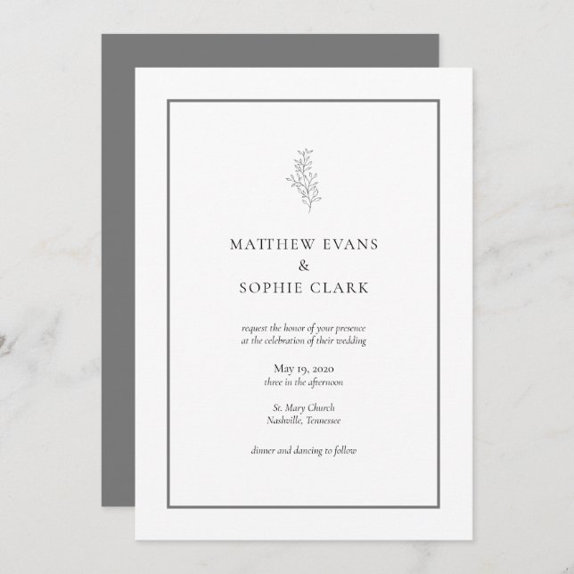 Minimalist Modern Typography Wedding Invitation (Front/Back)