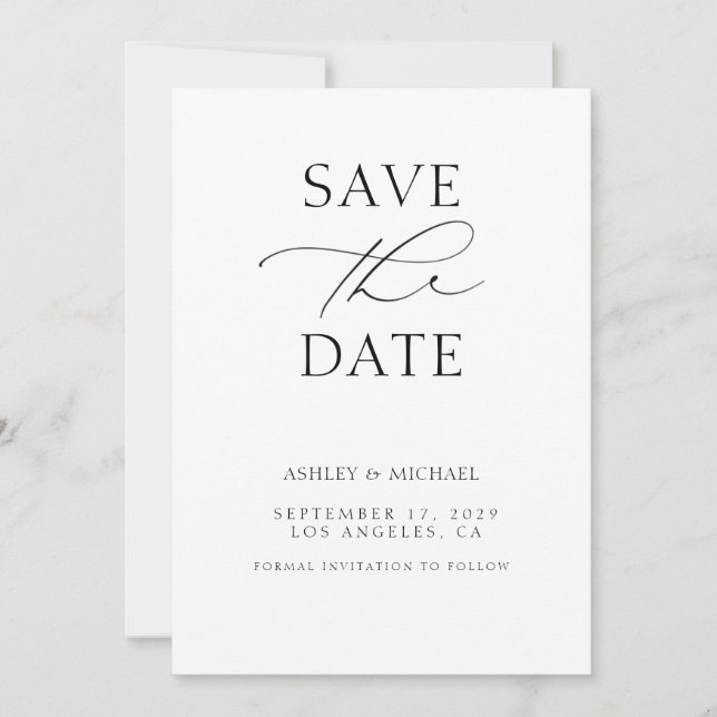 Minimalist Modern Typography Wedding Save The Date (Front)