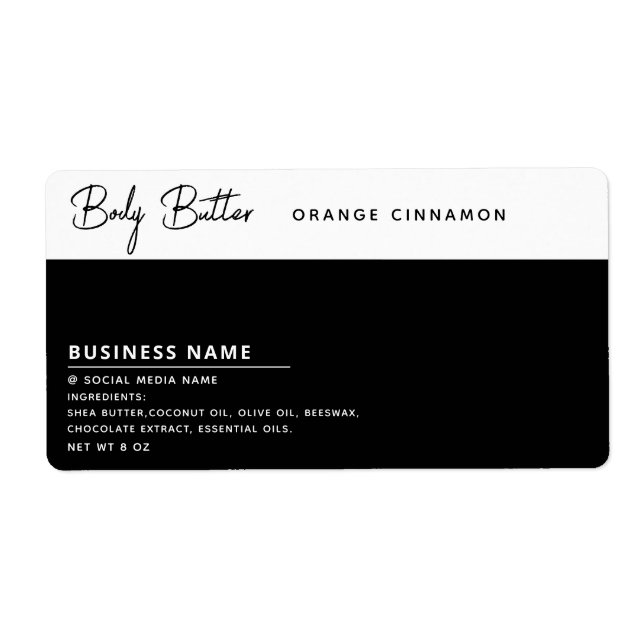 Minimalist modern typography white black label (Front)