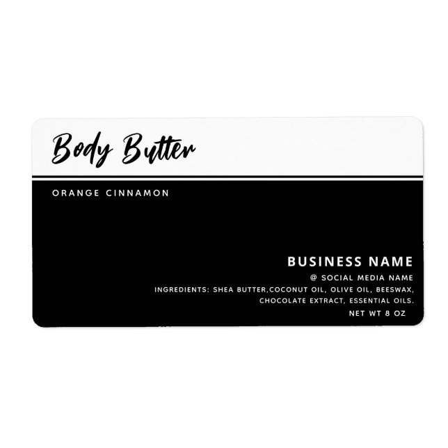 Minimalist modern typography white black label (Front)