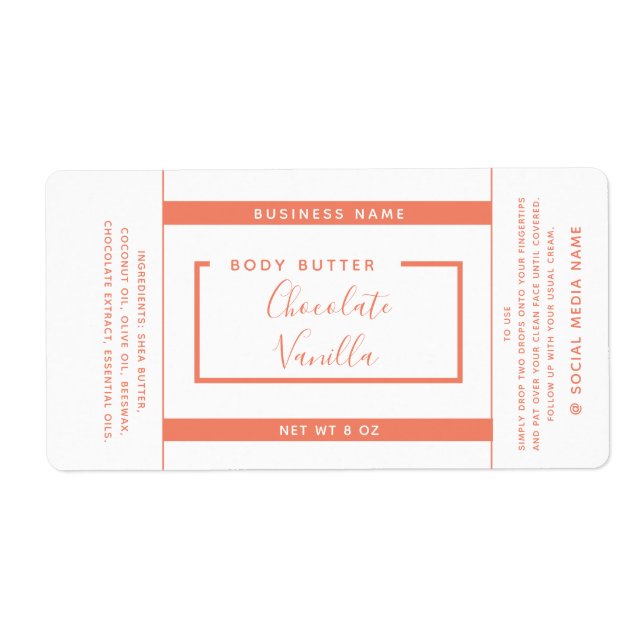 Minimalist modern typography white product  label (Front)