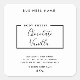 Minimalist modern typography white product square sticker