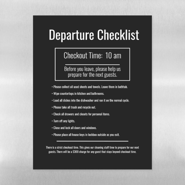 Minimalist Modern Vacation Rental Guest Info Sign Magnetic Dry Erase Sheet (Vertical)