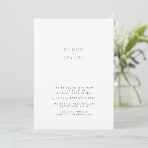 Minimalist Modern Vintage Black White Wedding Invitation