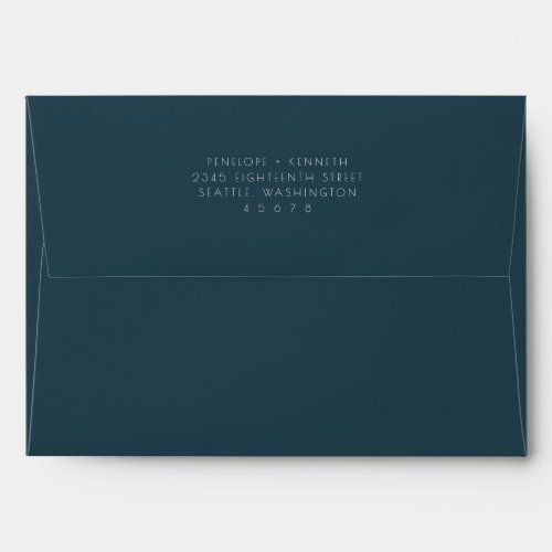 Minimalist Modern Vintage Dark Teal Wedding Envelope