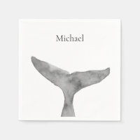 Minimalist Modern Watercolor Whale Fluke
