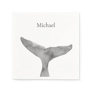 Minimalist Modern Watercolor Whale Fluke  Napkins