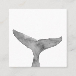 Minimalist Modern Watercolor Whale Fluke  Square Business Card