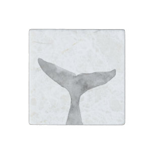 Minimalist Modern Watercolor Whale Fluke Stone Magnet