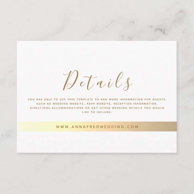 Minimalist Modern Website Wedding Details Enclosure Card (Front)