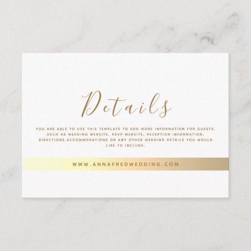 Minimalist Modern Website Wedding Details Enclosure Card