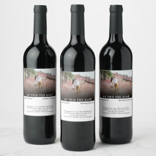Minimalist modern Wedding Announcement photo Wine Label